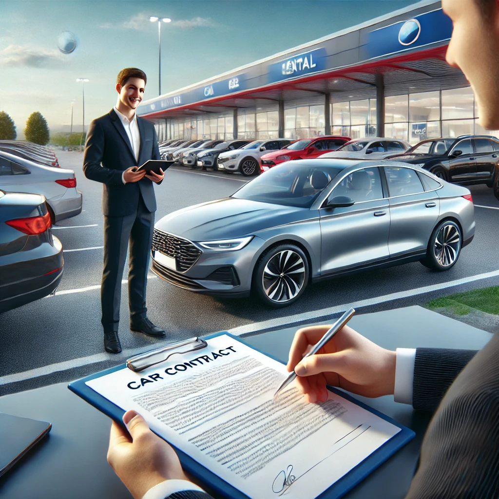 noleggio auto guida completa, cliente firma contratto auto a noleggio